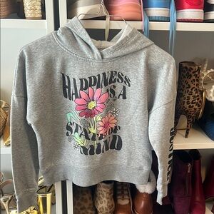 Justice Gray Hoodie with Pink and Yellow Floral Design